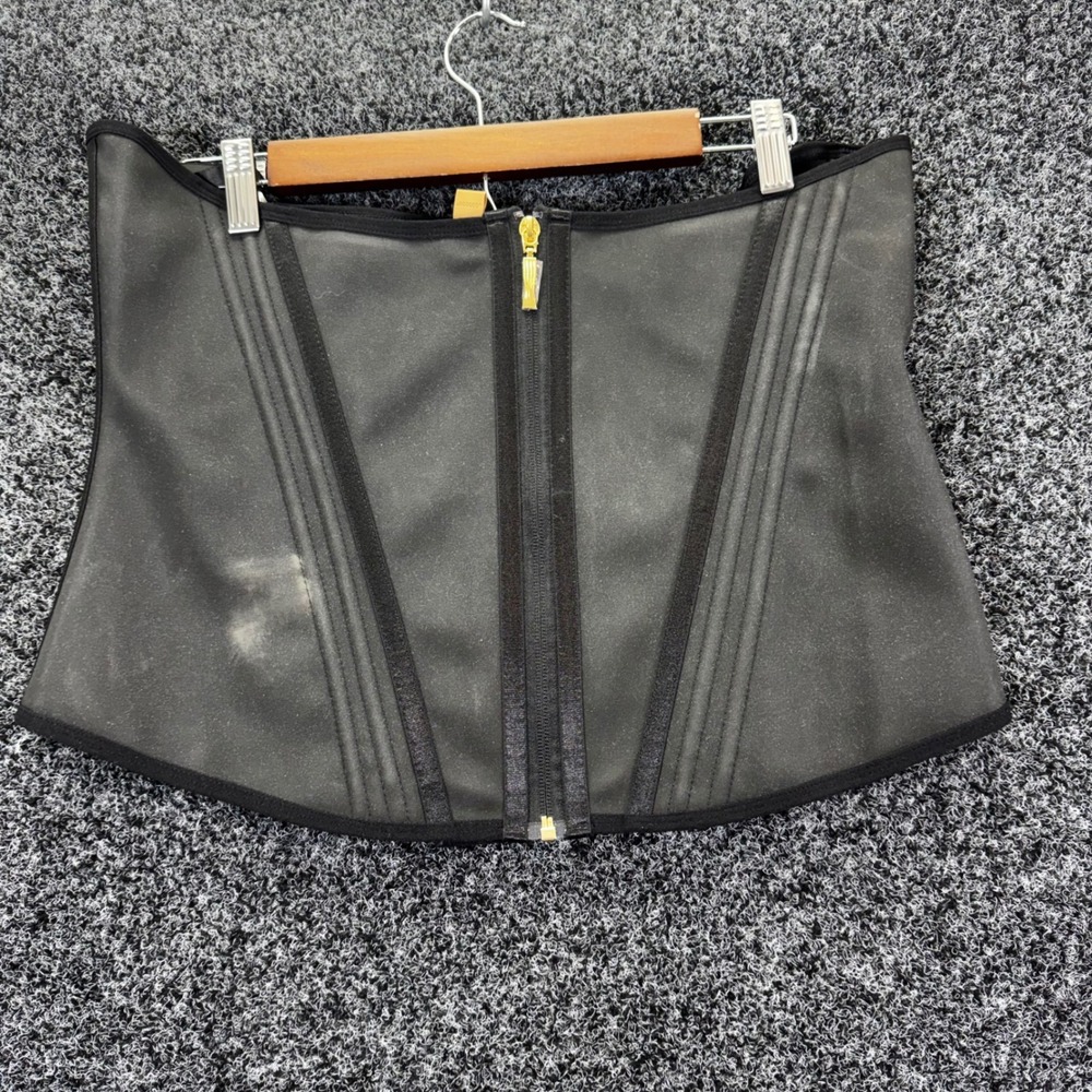 Shapellx Black Latex Waist Trainer Zipper Cincher Shapewear 3XL Body Shaper